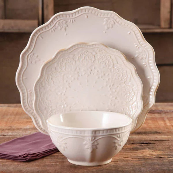 Farmhouse Lace 12-Piece Dinnerware Set