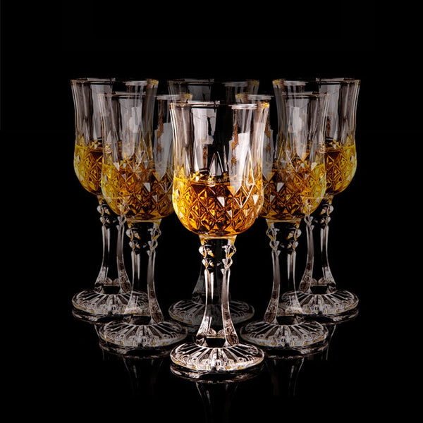 2Pcs Luxury Retro Carved Crystal Glasses