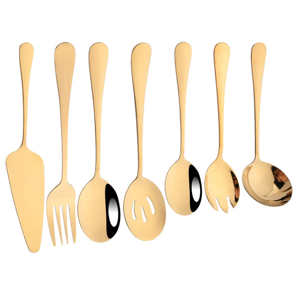 7Pcs Gold Stainless Steel Service Spoon