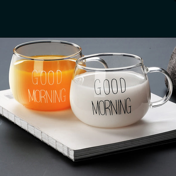 350ml Letter Printed Transparent Creative Glass Cup