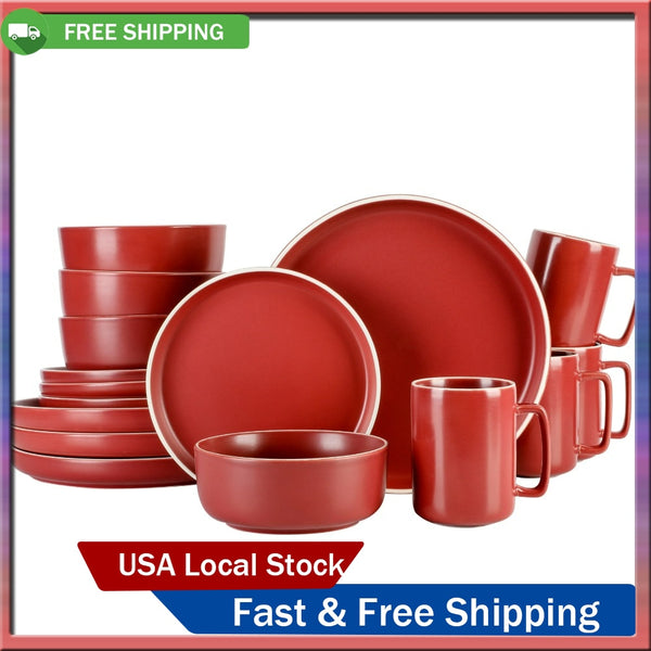 Home Matte16-Pieces Round Stoneware Dinnerware Set