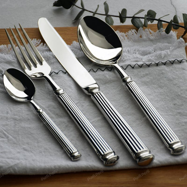 4Pcs Europe Silver Luxury Fashion Cutlery Set