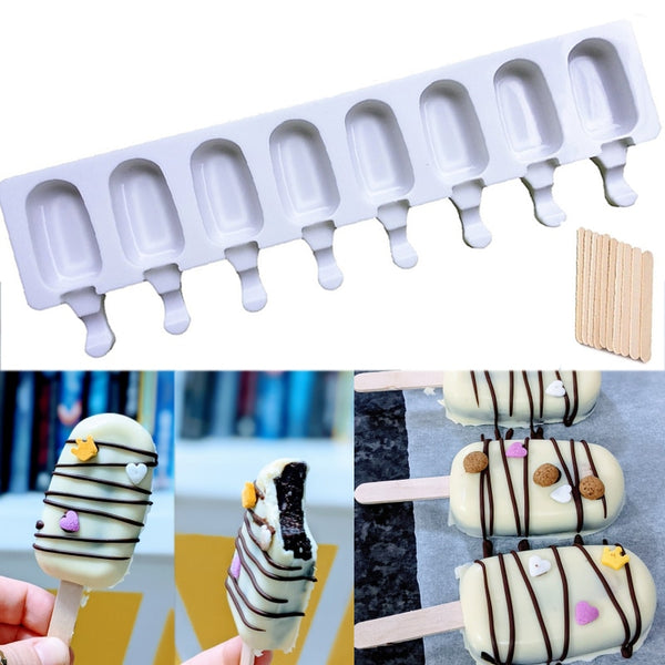 4/8 Hole Food Grade Silicone Ice Cream Mold | Ice Cream Maker